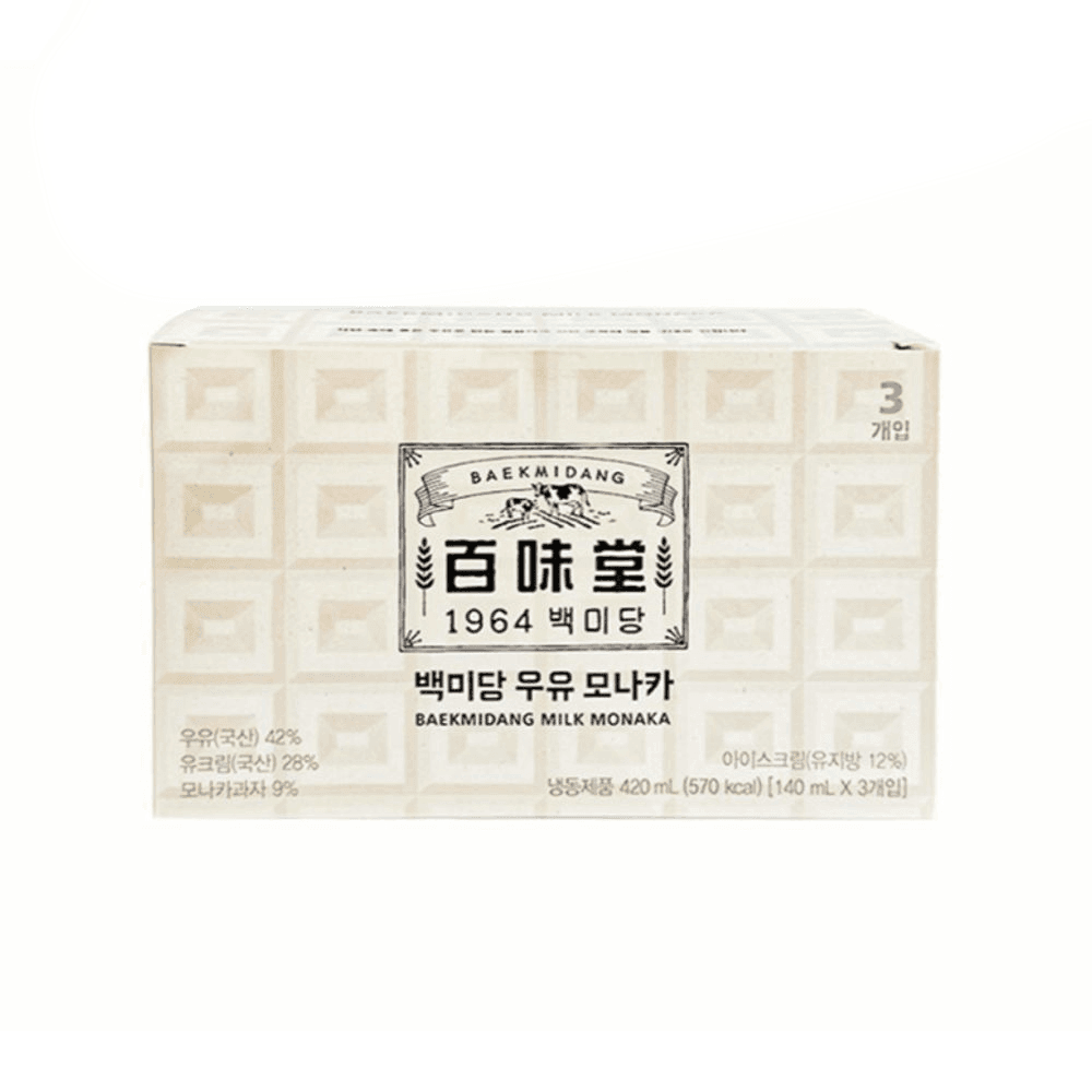 백미당 우유 모나카 아이스크림 420mL 140mL 3개입 : 에이비씨마트