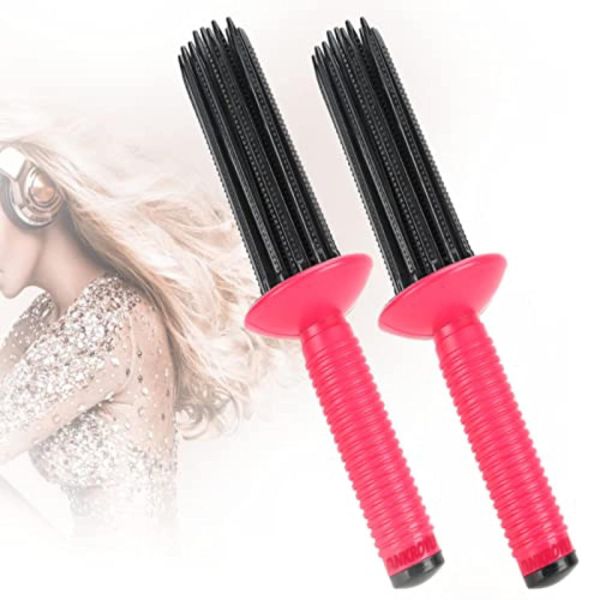 셀프 그립 헤어 롤러 곱슬 스타일러 도구 에어 플러피 컬링 롤 빗 볼륨 브러시 커링 2pcs : 아리아h