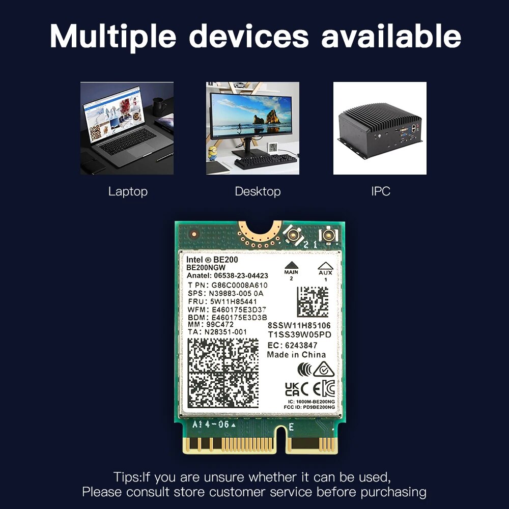 인텔 BE200 블루투스 54 와이파이 카드 윈도우 11 PC 노트북용 58 Gbps BE200NGW 24 GHz 5 GHz 6 GHz : 제이에스디글로벌