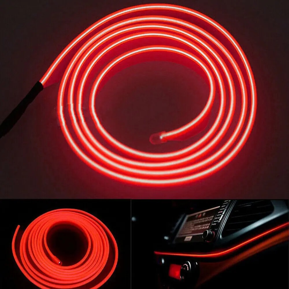 자동차 주변 차가운 LED 조명 스트립 빨간색 분위기 램프 인테리어 램프 자동차 제품 액세서리 200cm 1W 12V 1 개 : 다유라이프