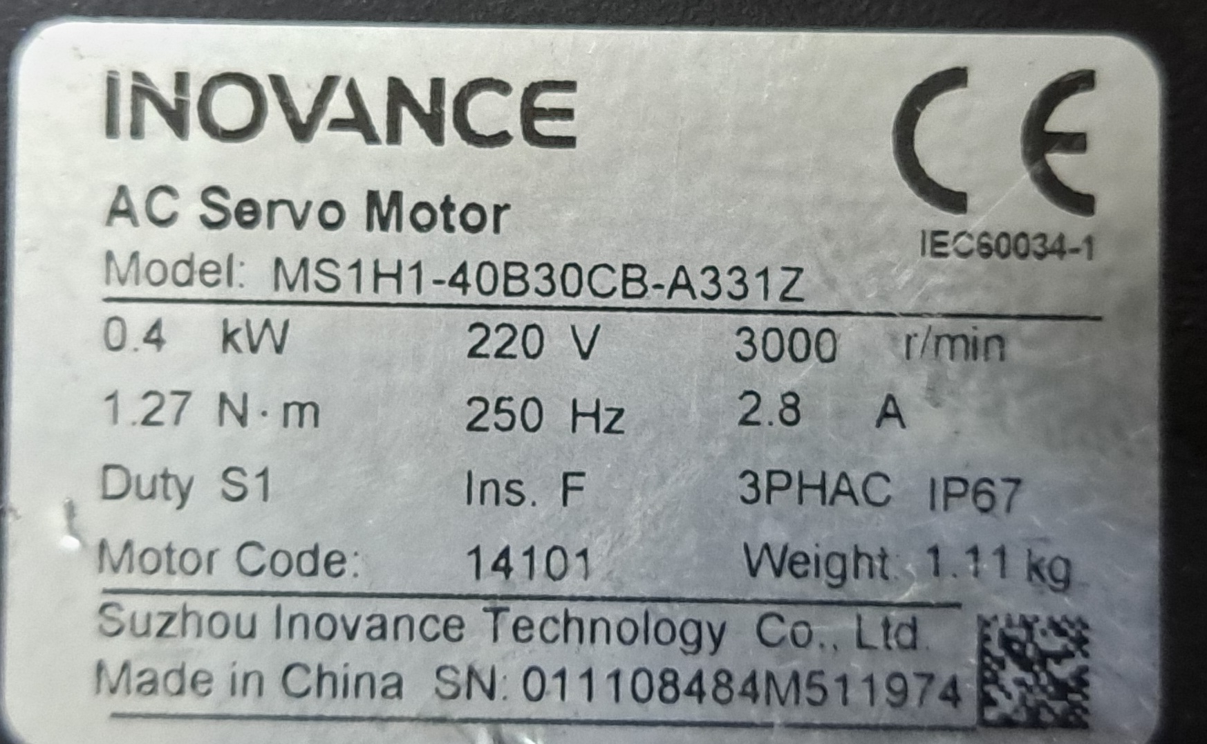 AC SERVO MOTOR MS1H1-40B30CB-A331Z : 주식회사 현서