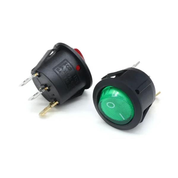 LED 자동차 푸시 단추 스위치, KCD1 원형 로커 ON-OFF-ON 2/3 6A, 250VAC, SPST, 핀, : 원큐무역