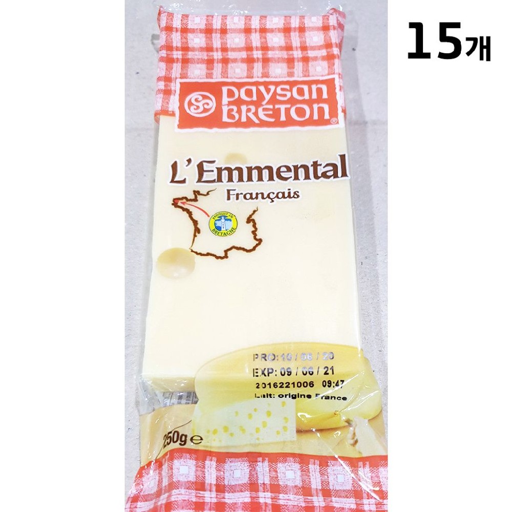 업소용 에멘탈치즈 식자재(페이장브레통 250g)X15 치즈 피자 만들기 필라델피아 파스타 : 머니3레드
