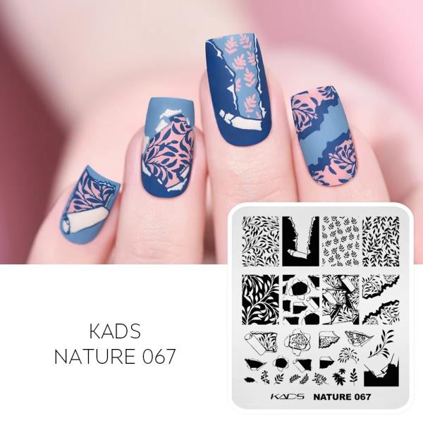 KADS-자연 067 네일 스탬핑 플레이트, 아트 템플릿, 스테인레스 스틸 벽지, 잎 디자인 손톱 인쇄 스텐실, : 일영나나