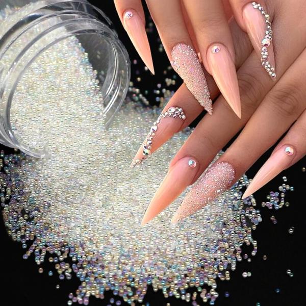 크리스탈 작은 유리 공 라인 석 매니큐어에 대 한 Microbead 캐 비어 비즈 네일 아트 장식 DIY 매력 3D 손톱 액세서리 : 일영나나