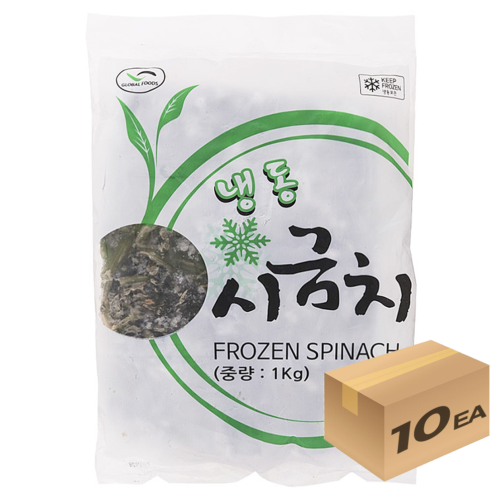 1박스) 냉동야채 시금치 1kg x 10개입 : 우주식품디씨오피