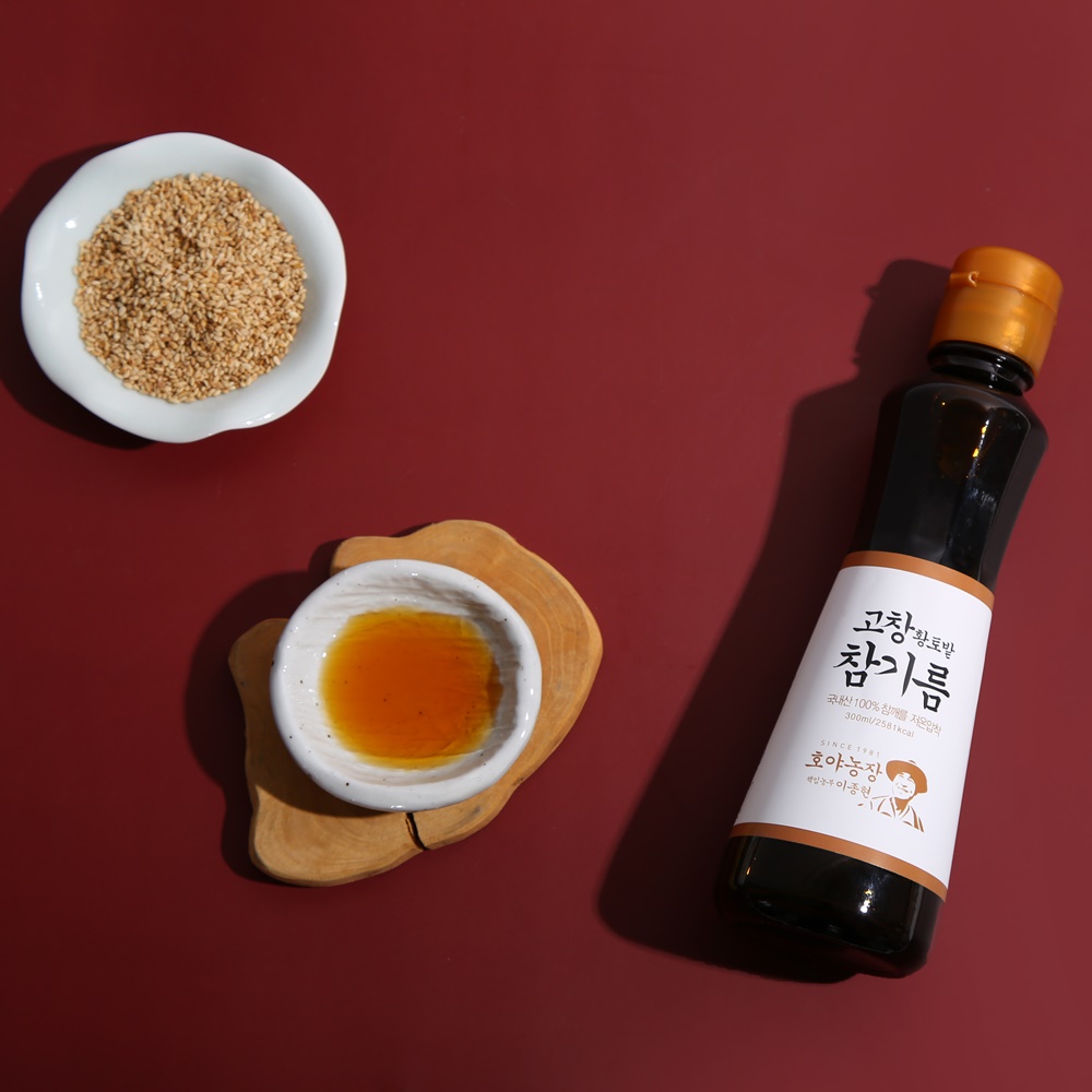 호야농장 국산 저온압착 참기름 300ml x 2개 선물세트 : 고창 마켓