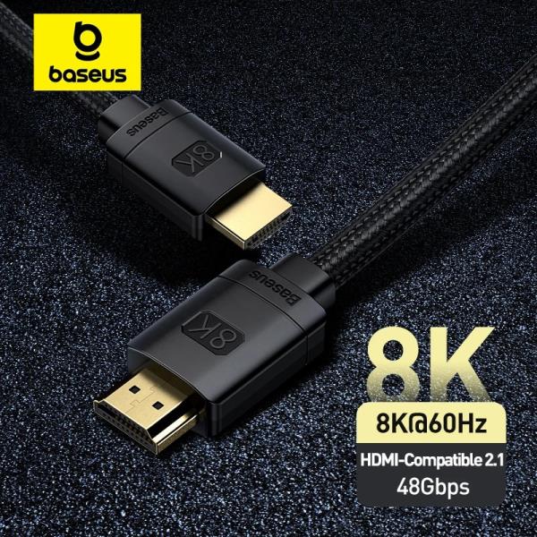 Baseus-HDMI 호환 케이블, 샤오미 Mi Box 48Gbps 디지털, PS5 PS4 8K 2.1 4K 2.0 hdmi용, 분배기 8K, 60Hz 케이블 : 대건물류