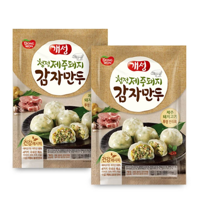 동원 개성 제주 돼지 감자 만두 2KG x 2봉 : 더수호