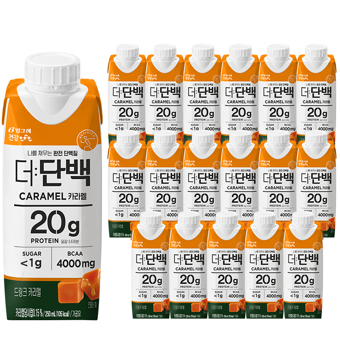빙그레 더단백 드링크 카라멜 250ml (18개) 완전 우유 단백질 음료 대량 구매 : 아슈테