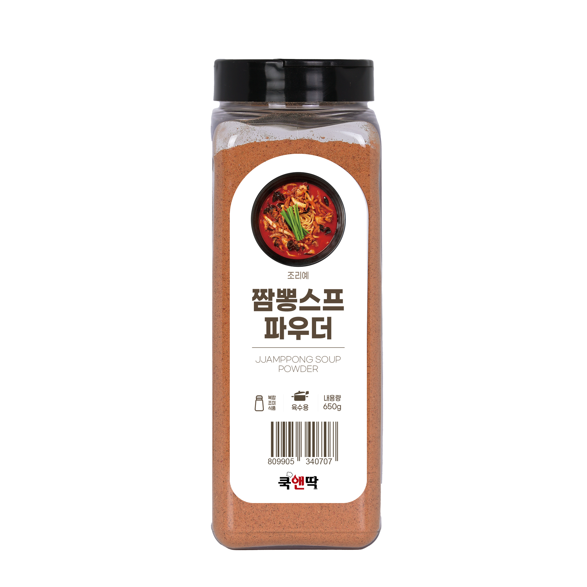 쿡앤딱 짬뽕스프 파우더 650g 짬뽕밥 짬뽕다시 볶음밥 국물요리 얼큰찌개 대용량 가루 분말 : 두비스토어N