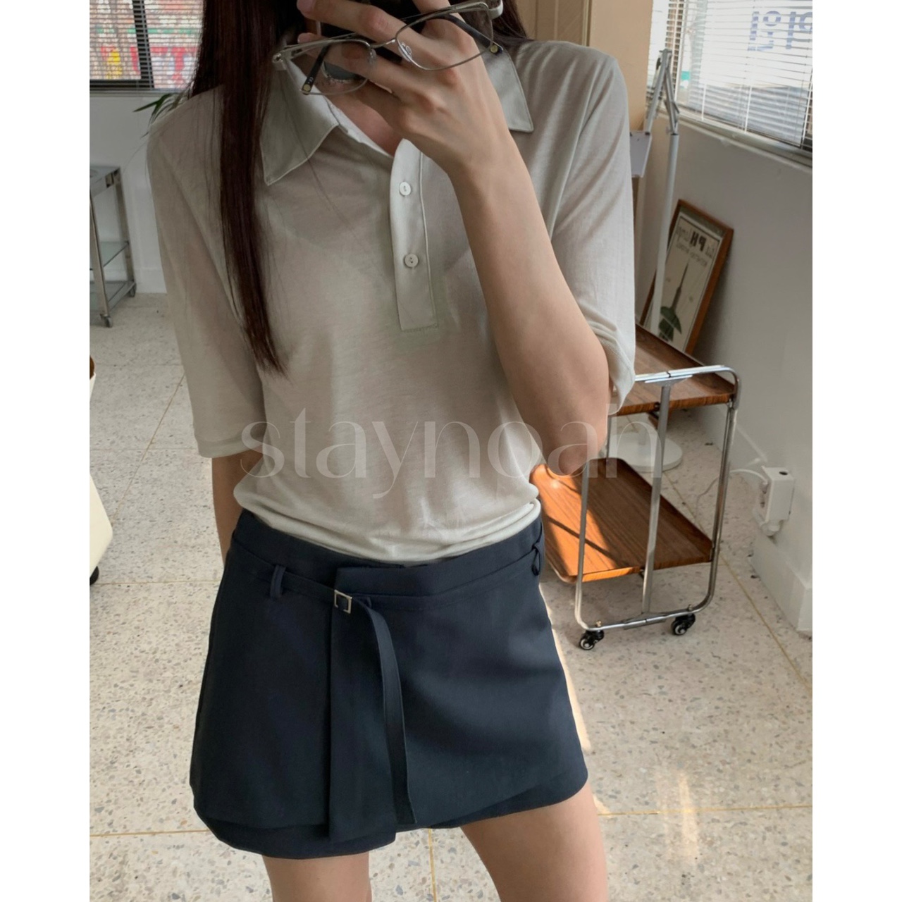 meetme 미트미 텐셀 카라 셔츠 시어 반팔 pk 티셔츠 (3c) : 스테이노아