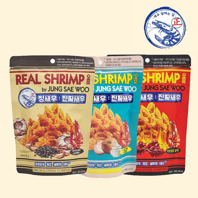 정새우 진짜 새우 3종 720g / 60g x 12 : 더수호