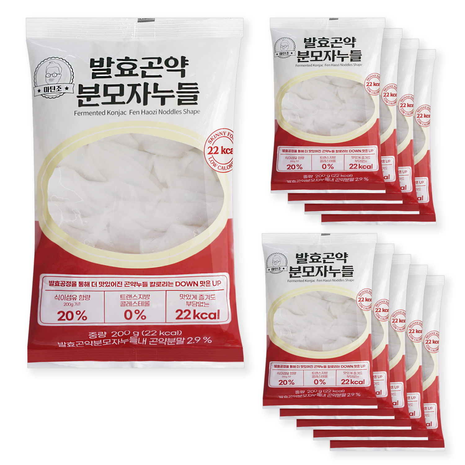 100g당 11kcal 마틴조 발효곤약 분모자누들 200g x 10팩 : 곤약