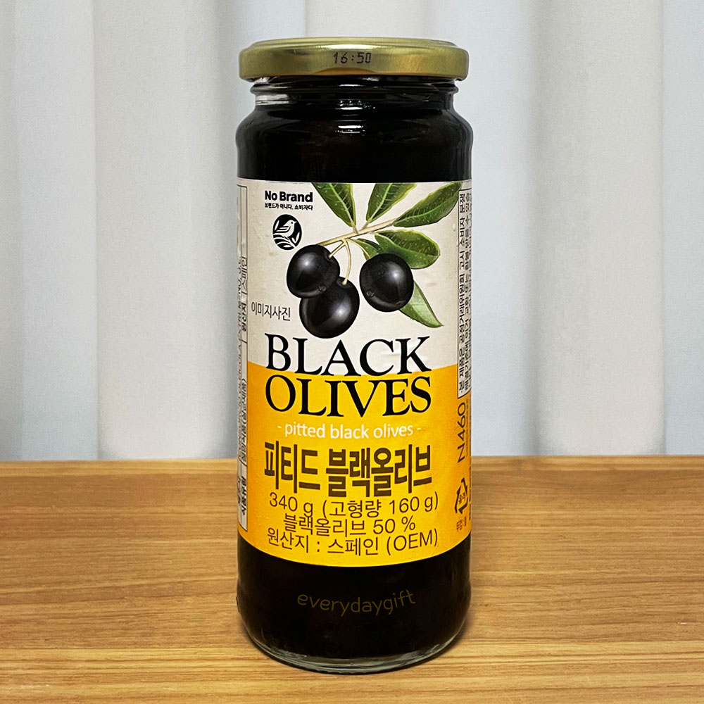 노브랜드 피티드 블랙 올리브 340g (PITTED BLACK OLIVES) : 일상선물