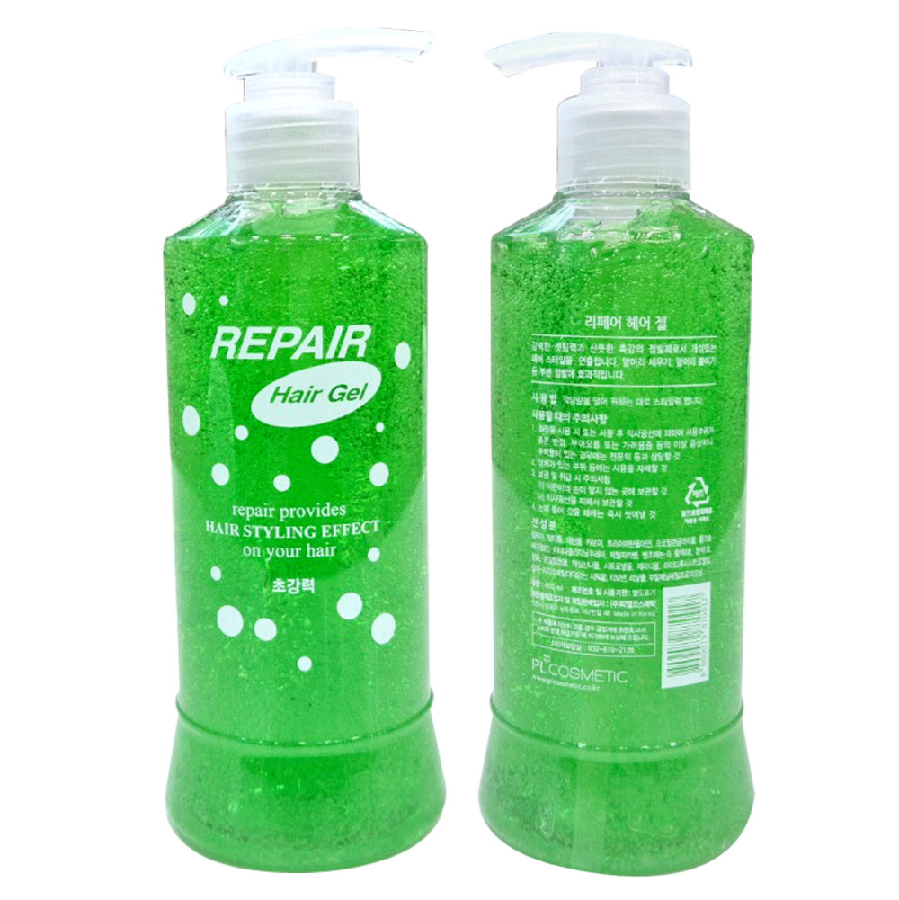 피엘코스메틱/리페어 헤어젤 400ml x 40개/초강력 셋팅젤/초록젤/REPAIR 젤/업소용/비치용/서비스/미용실/피엘 : 초록풀잎