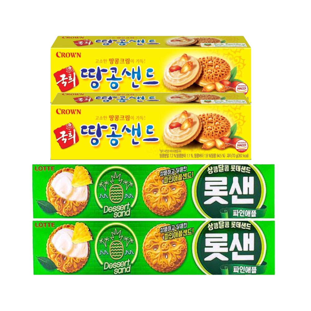2+2 국희 땅콩샌드 70g 롯샌 파인애플 105g : 아록마켓
