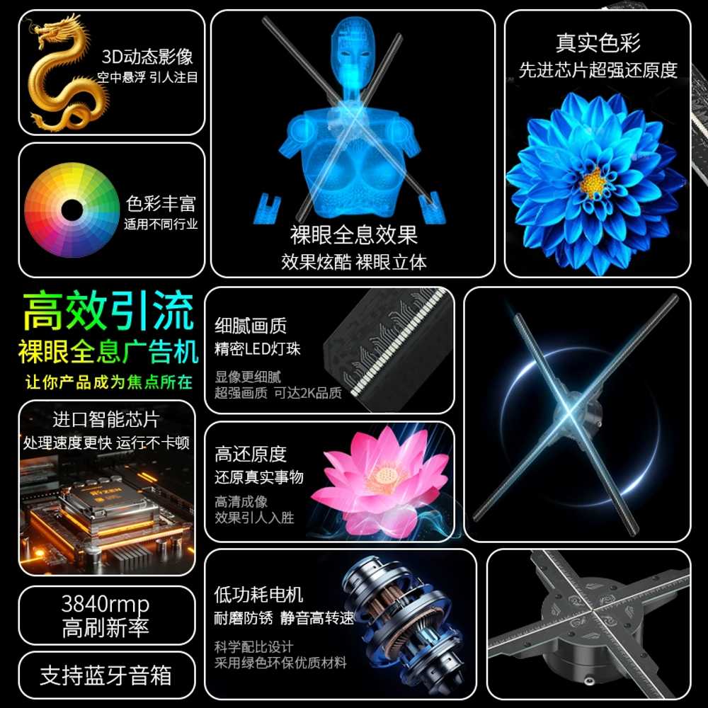 3D 입체영상 광고 스크린 움직이는 공중 회전 선풍기 : 자주스포츠박스