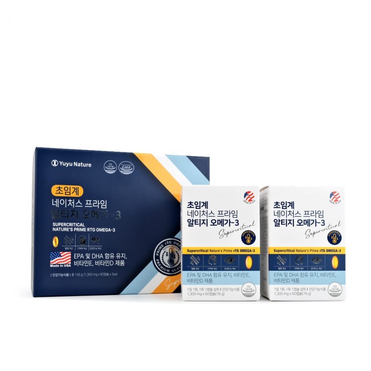 유유 초임계 네이처스 프라임 알티지 오메가-3 (1300mg x 60캡슐 x 2개) EPA DHA 비타민D 함유 : 기민