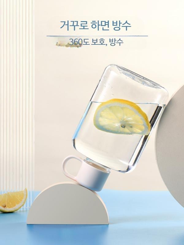 저울, 소형, 휴대용, 누수 방지 및 낙하 방지 학생용 플라스틱 물컵을 갖춘 일본의 단순하고 패셔너블하며 창의적인 평면 컵 : Bosswife