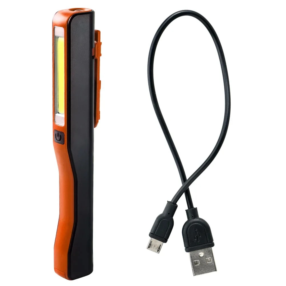 손전등 전조등 충전 고급 led 후레쉬 미니 COB LED 작업등 마그네틱 USB 충전식 펜 클립 핸드 토치 캠핑 야간 작업 검사 조명 : EO 몰