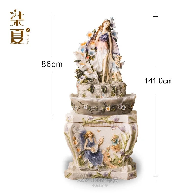 유럽분수대 크리이티브 실용적인 대형 물 분수 가습기 가구 유럽 스타일 거실 장식 풍경 d : 엠엔제이30