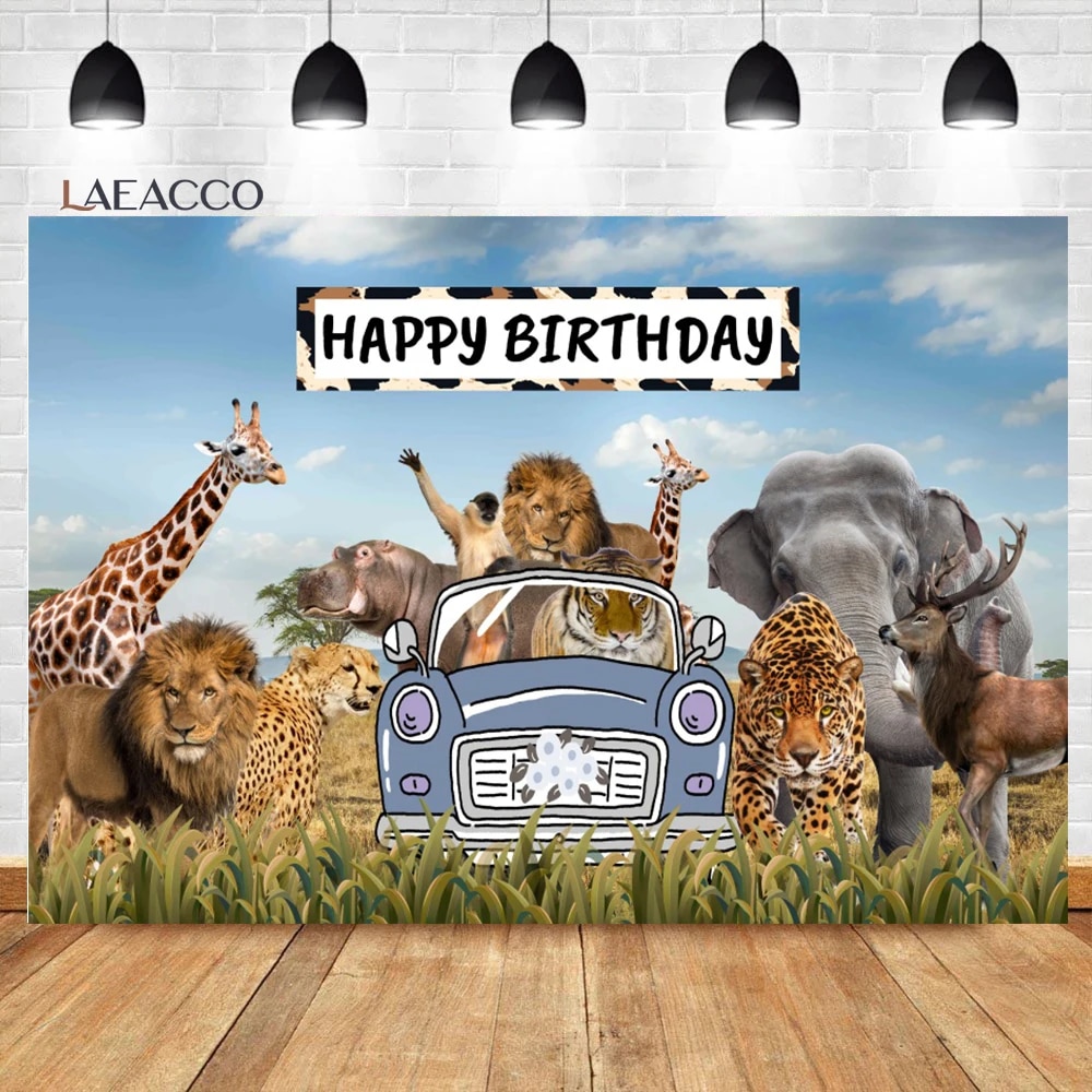 포토죤 Laeacco 생일 포토존 정글 숲 동물 사파리 파티 배경 베이비 샤워 신생아 포토콜 : 엠엔제이30