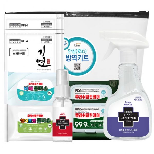 아이템플러스 기획 키트골드 1호 의약외품 손소독제 마스크 항균티슈 효도선물 지인선물 가성비갑 : 하늘바다너머