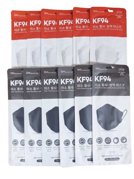 미소황사방역마스크 KF94 (흰색/검정색) 100매 (개별포장) : 유니세이프샵