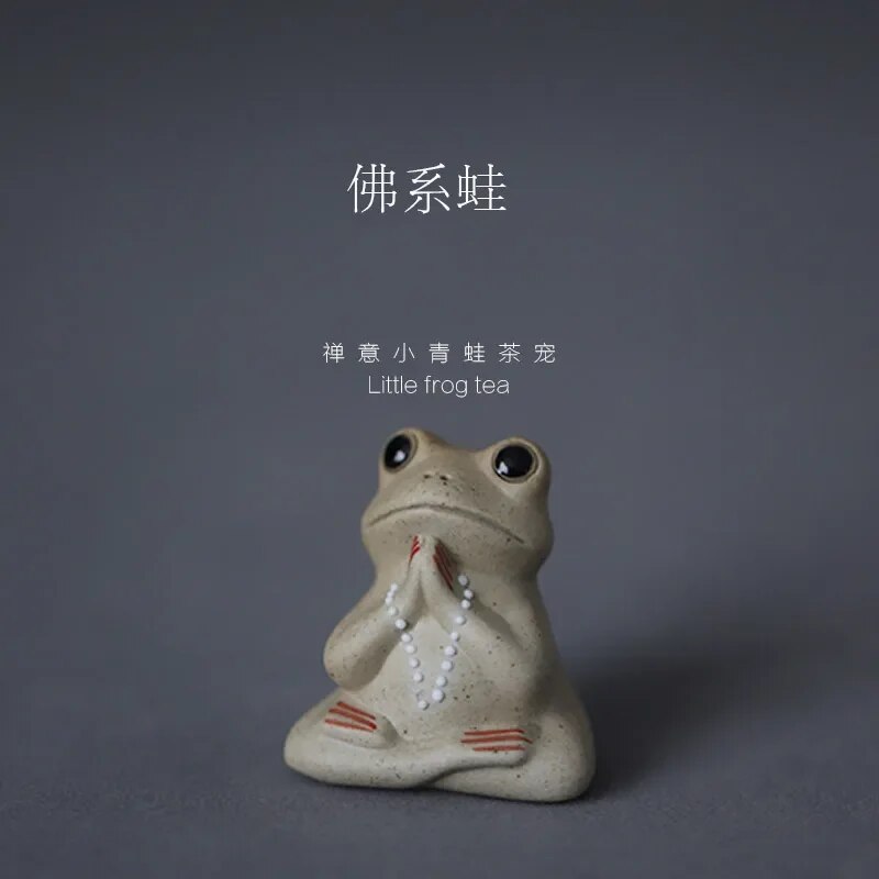 개구리불상 창의적인 도자기 개구리 선 차 애완 동물 장식 테이블 인형 책상 예술 액세서리 : 엠엔제이29