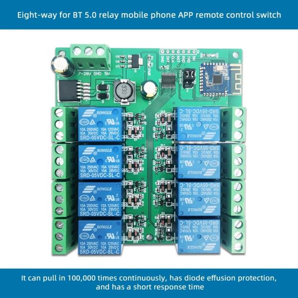 블루투스 5.0 무선 릴레이 모듈, 인터넷 스마트 리모컨 휴대폰 용 BLE, 5V, 12V, 24V, 8 채널 : 프로 테크