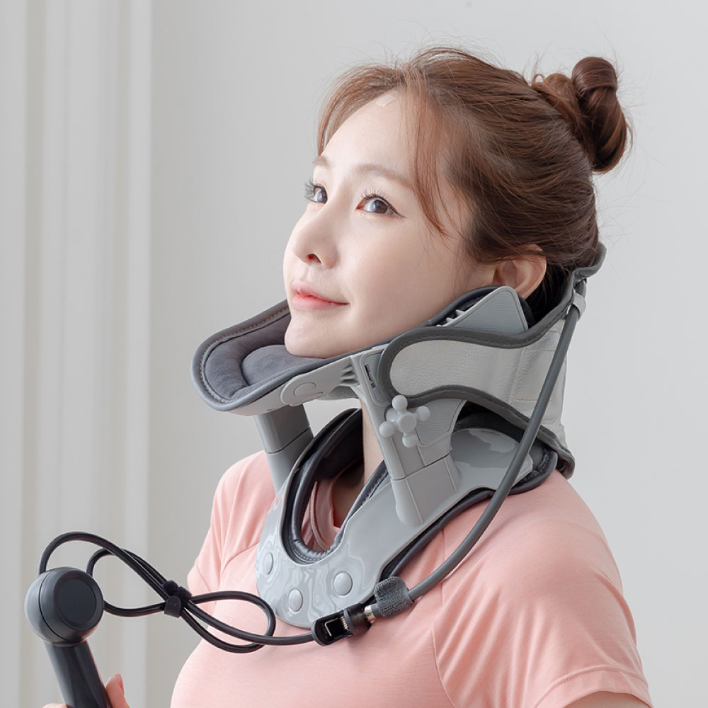 목견인기 목 보호대 견인 치료기 디스크 견인기 교정기 넥서포터 공기주입식 의료기기 일자 : 메디컬랩
