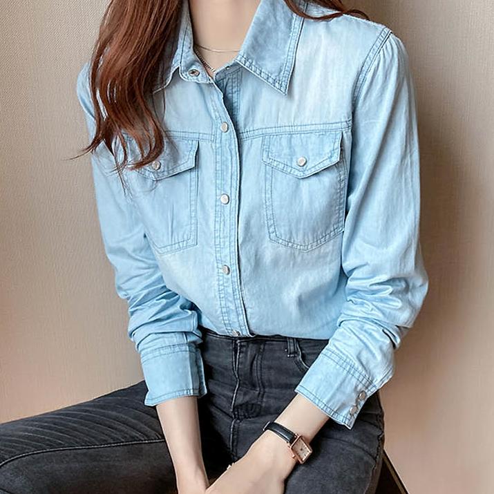 여성 데님셔츠 연청 진청 버튼타입 베이직 청남방 데일리 : 너나들이 컴퍼니