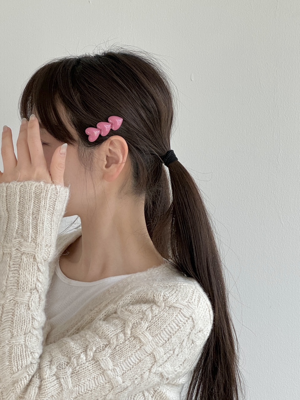 프랑스핀 트리플 하트 헤어핀 미니집게핀 앞머리핀 : 모노플로르