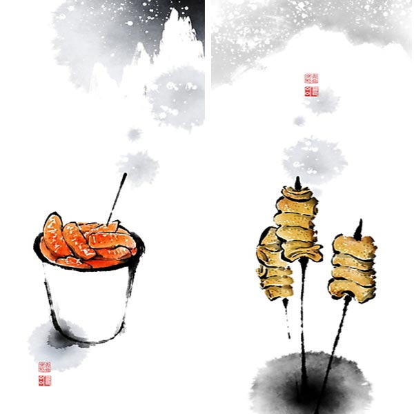 떡볶이 어묵 붕어방 김밥 라면 순대 호떡 분식 식당 푸드 파르텔 벽지 시트지 롤스크린 : 으뜸데코