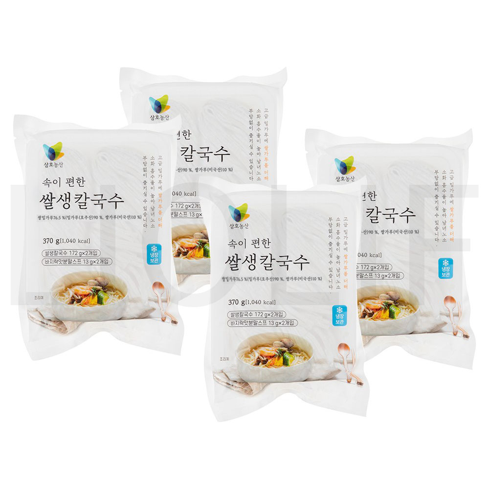 삼호농산 칼국수면 속이 편한 쌀생칼국수, 370g, 4개 : SUPER SALE