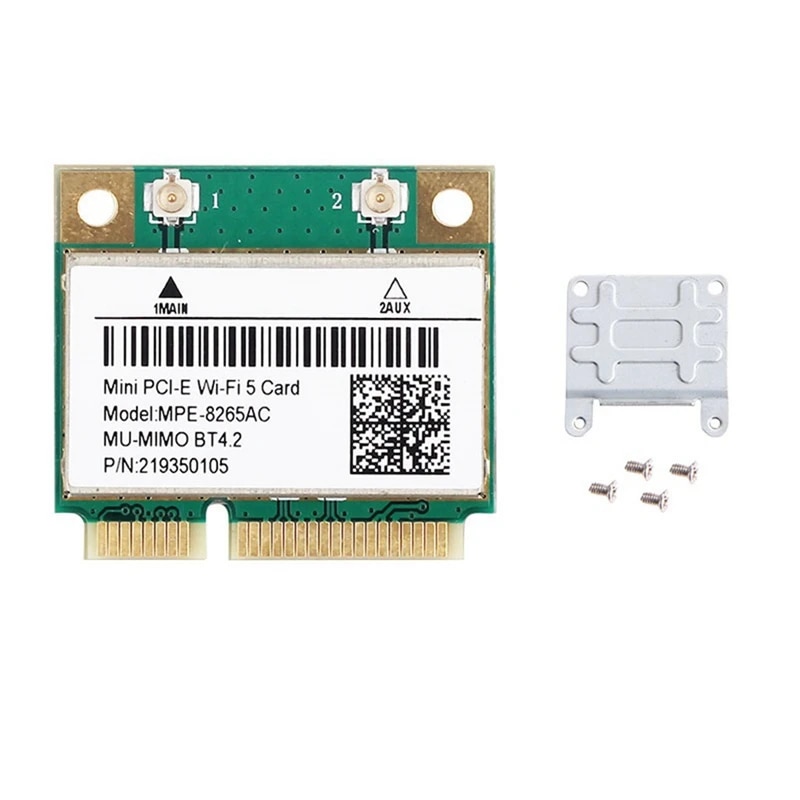 MPE-8265AC 무선 하프 미니 PCI-E 와이파이 카드 5 듀얼 밴드 802.11AC 2.4Ghz 5Ghz 유선 랜카드 공유기 : 다온통상 DAON