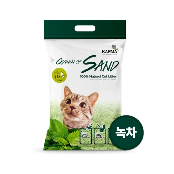 카르마 퀸오브샌드 녹차 3kg 고양이 응고형모래 : 슬기로운멍냥