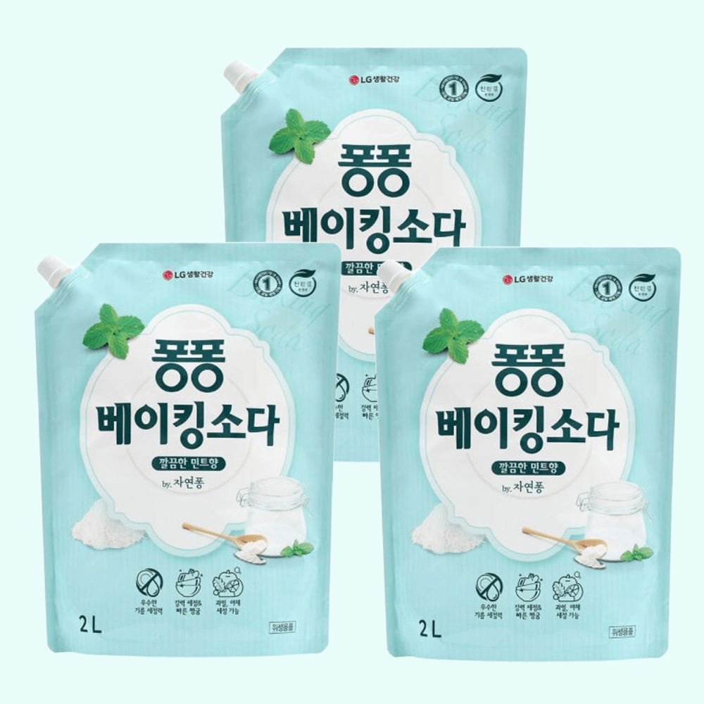 깔끔한 민트향 퐁퐁 주방세제 베이킹소다 리필 2.0L 3개 : 킴스가가