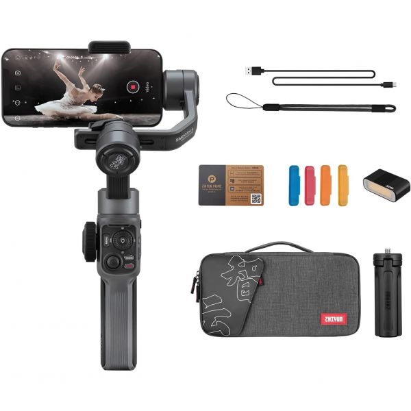 ZHIYUN 스마트폰용 스무스 5 콤보 짐벌 스태빌라이저, 아이폰 13 프로 맥스 미니 12 11 XS XR 87 플러스 안드로이드 휴대폰용 3축 폰 비디오... 