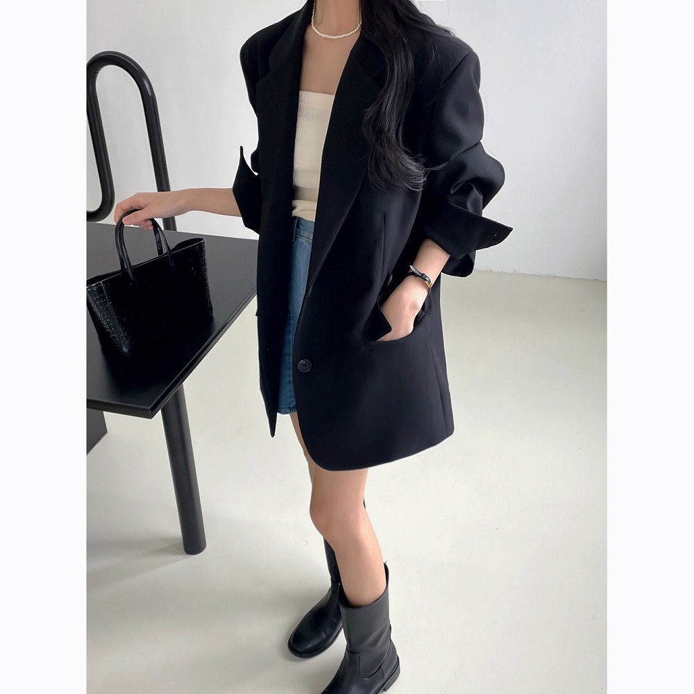 투웨이 사이드 단추 오버핏 박시 자켓 : 지니슬로우