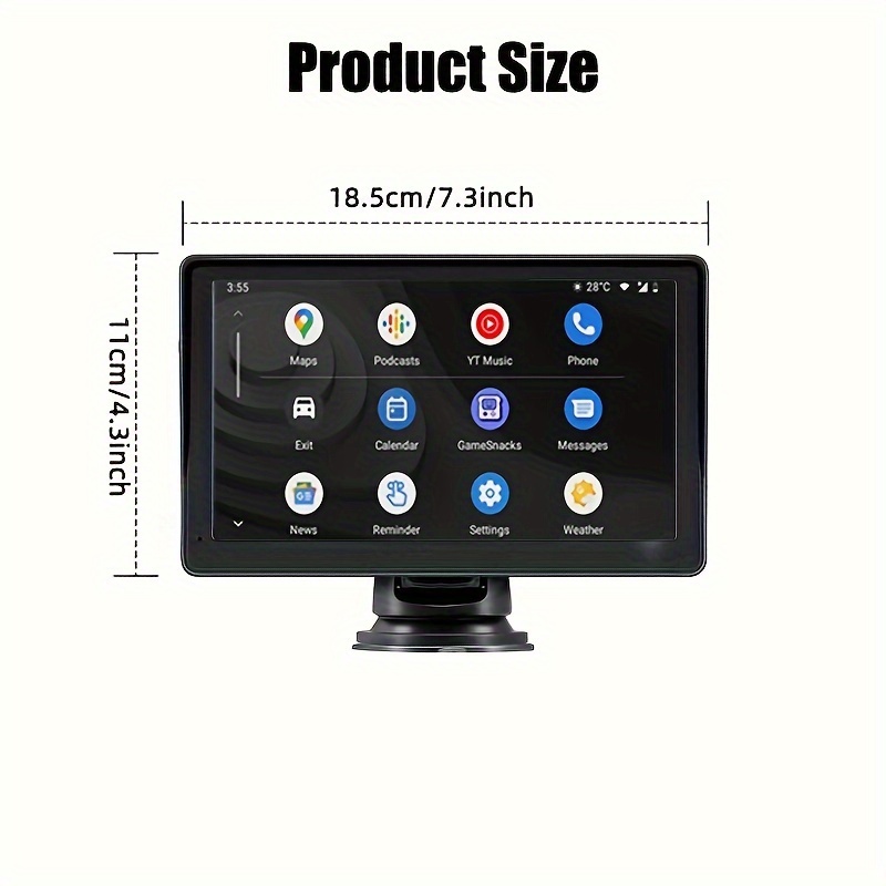 안드로이드오토 올인원 HUD 1778cm25D IPS 터치 스크린 자동차 모니터 무선 : 글로브14