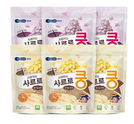 베베쿡]처음먹는 유기농 사르르쿵 아기 과자 혼합 6봉 : 예지베베