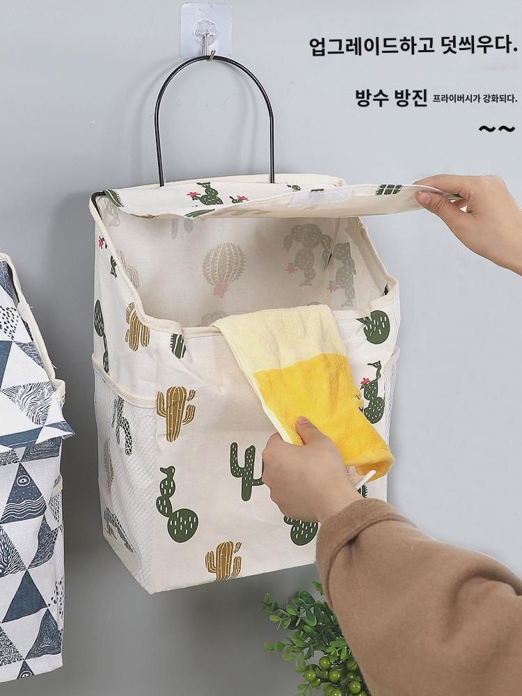 화장실 샤워 옷감 신기 가정용 욕실 벽걸이 더러운 옷감 거치 바구니 깨끗한 수납 바구니 더러운 옷통 : 디프코아