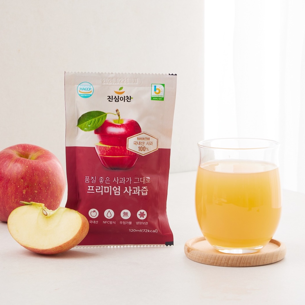 진심이찬 국산 장수군 100% 사과즙 30팩 해썹 인증 : 따부푸드