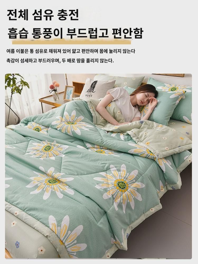 남극인 여름 이불 얇은 이불 심기 숙소 세탁기 세탁 가능 여름 싱글  에어컨 여름 이불 : 정평각도