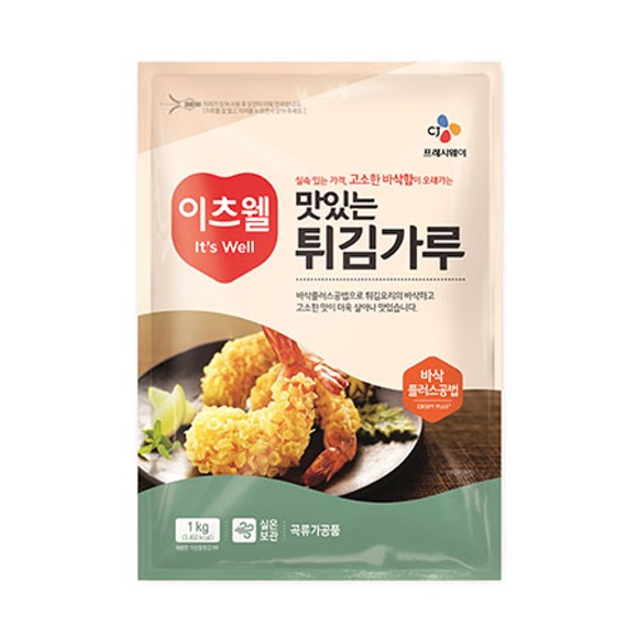 CJ 이츠웰 맛있는 튀김가루 1kg x 10개 업소용 : 그린푸드마켓