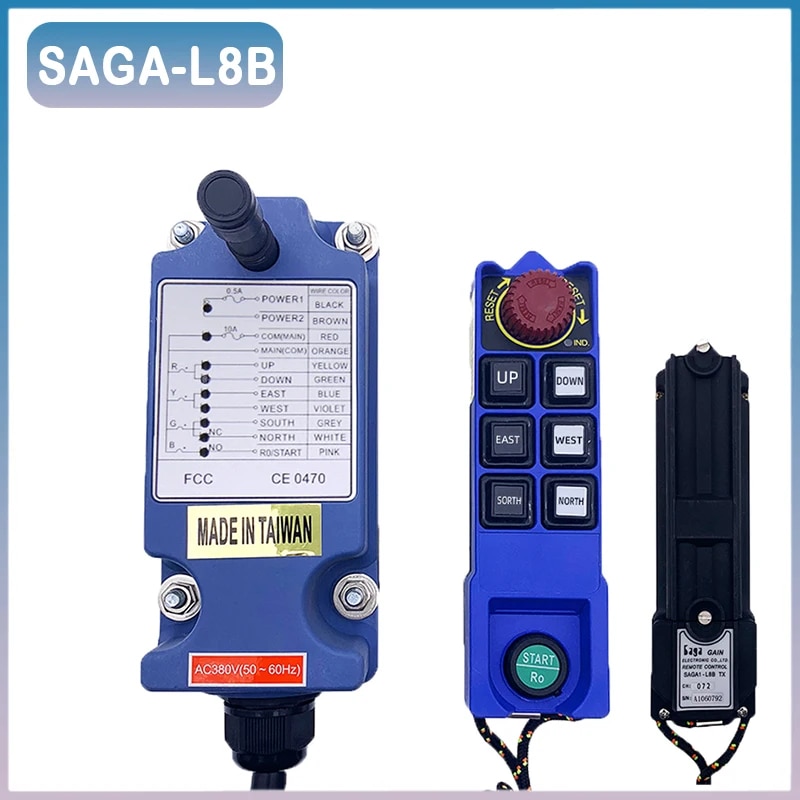 산업용 라디오 컨트롤러 크레인 리모컨 리모콘 무선 방수 전기 체인 단일 속도 Saga L8B 6 버튼 12V 220V 380V : 스타리이