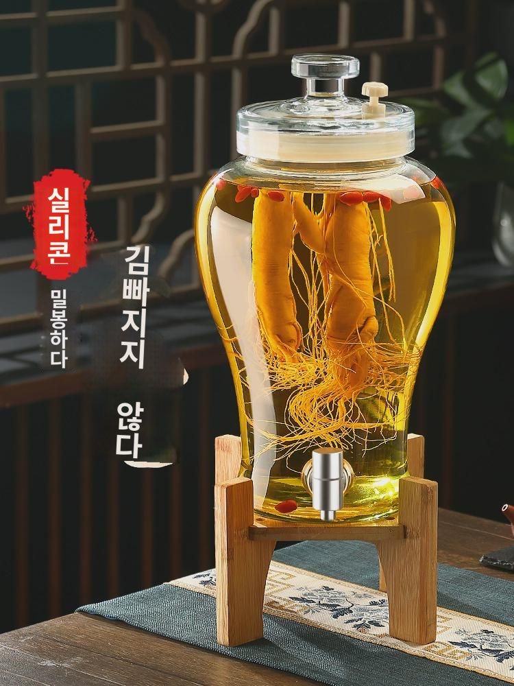 담그기 유리병 가정용 고급 밀폐 용두 포함 전용 술병 10근 주 항아리 술통 약주 캔 : 아리시아