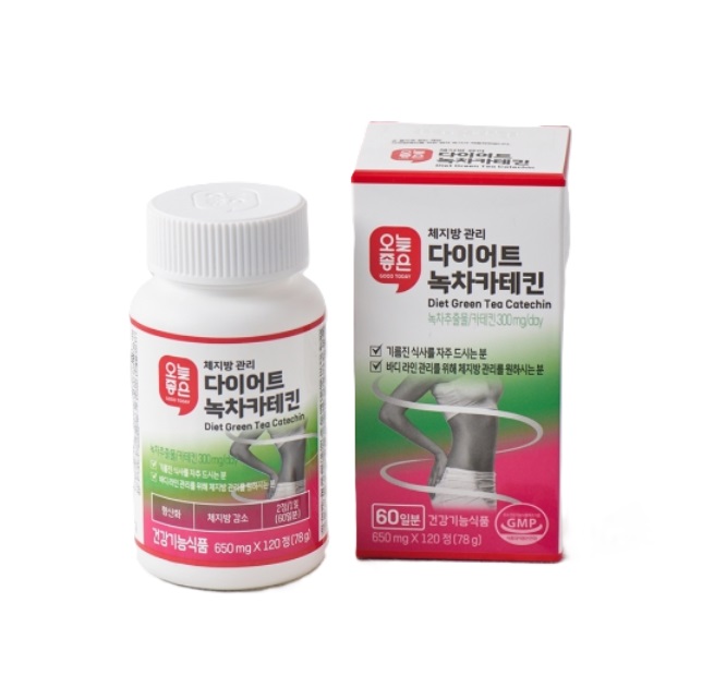 오늘좋은 다이어트 녹차카테킨 (650MGx120정) 체지방관리 : 코코딜리 분당용인